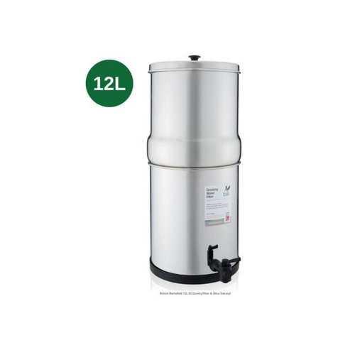 Berkefeld 12 L Purificateur d'eau à gravité BRITISH BERKEFELD - équipé de 4 cartouches ultra Sterasyl certifié NSF- BB12L4